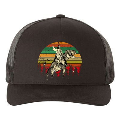 Jesus Riding Dinosaur Vintage Yupoong Adult 5-Panel Trucker Hat