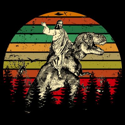 Jesus Riding Dinosaur Vintage T-Shirt