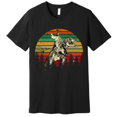 Jesus Riding Dinosaur Vintage Premium T-Shirt