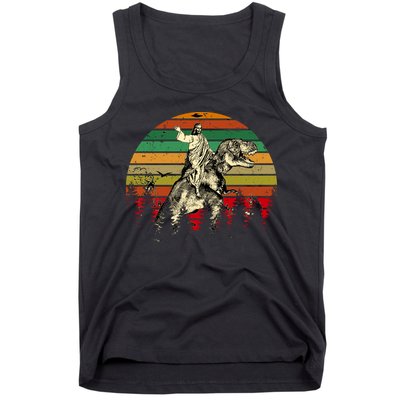 Jesus Riding Dinosaur Vintage Tank Top