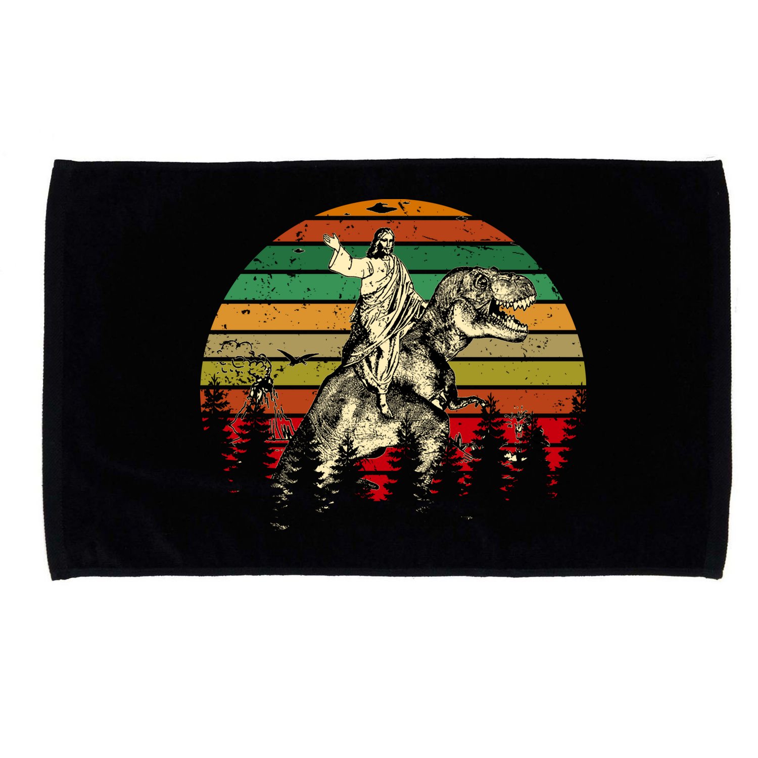 Jesus Riding Dinosaur Vintage Microfiber Hand Towel