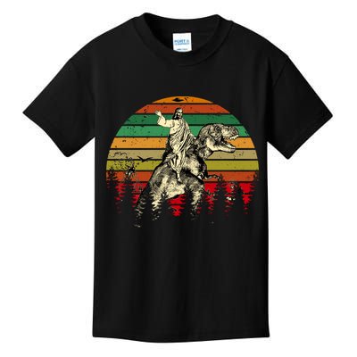 Jesus Riding Dinosaur Vintage Kids T-Shirt
