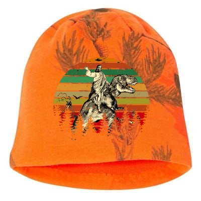 Jesus Riding Dinosaur Vintage Kati - Camo Knit Beanie