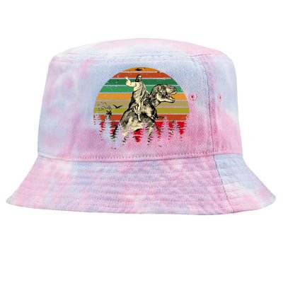 Jesus Riding Dinosaur Vintage Tie-Dyed Bucket Hat