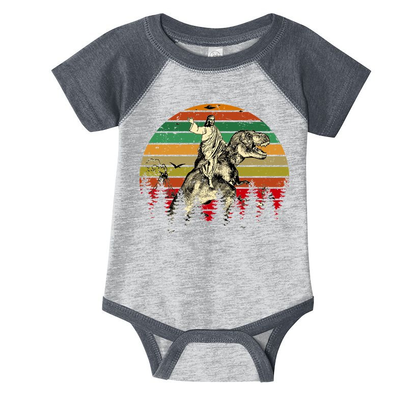 Jesus Riding Dinosaur Vintage Infant Baby Jersey Bodysuit