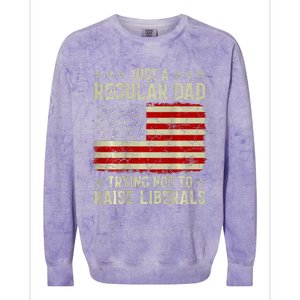 Just Regular Dad Trying Not To Raise Liberals Print Colorblast Crewneck Sweatshirt