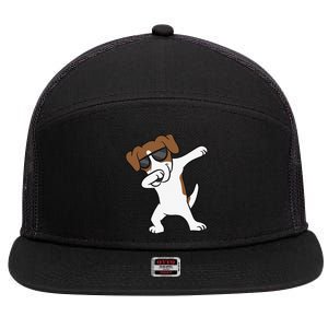 Jack Russell Dabbing Cute Jack Russell Love Jack Russells 7 Panel Mesh Trucker Snapback Hat