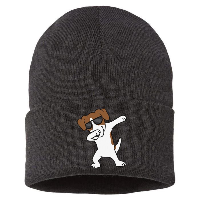 Jack Russell Dabbing Cute Jack Russell Love Jack Russells Sustainable Knit Beanie