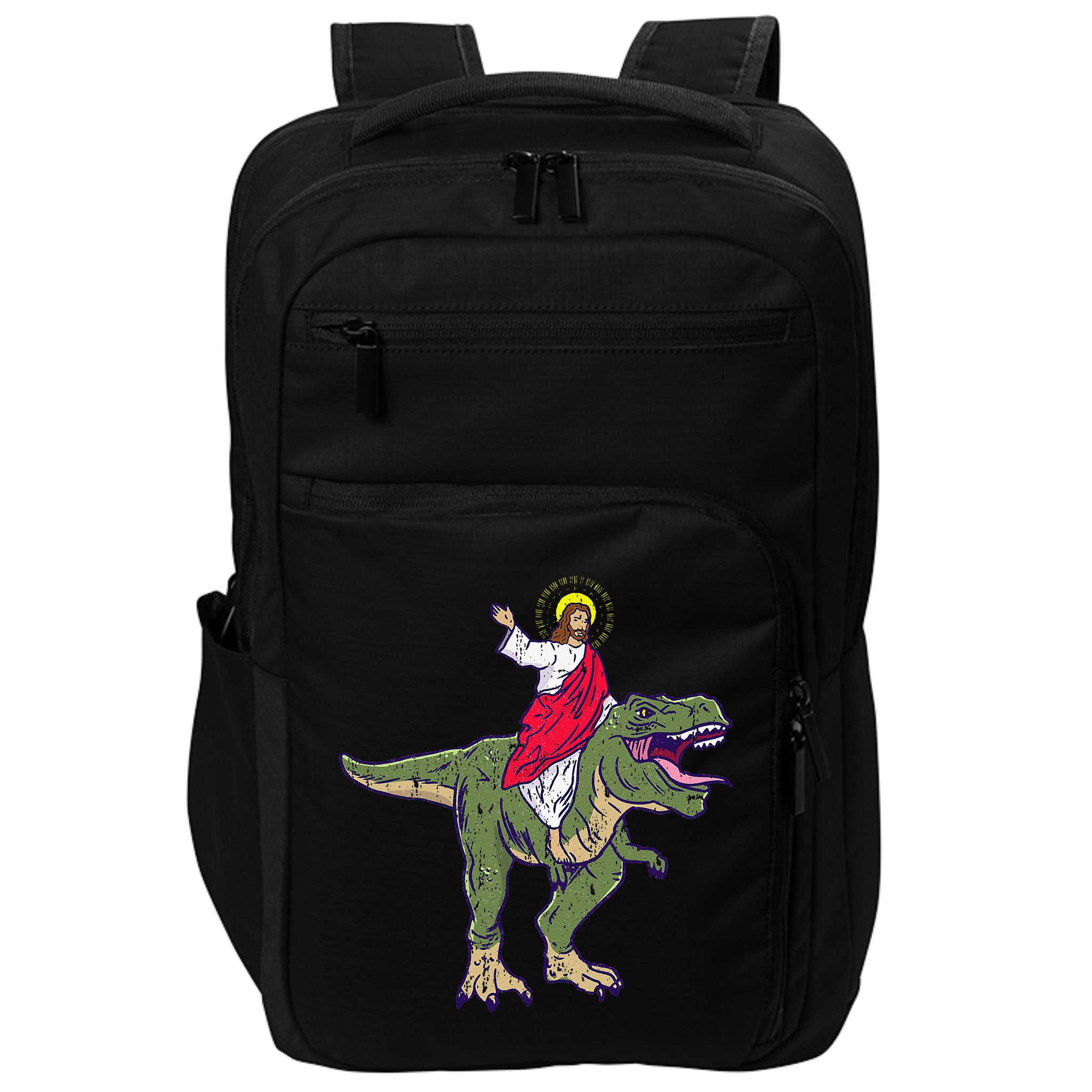 Jesus Riding Dinosaur Vintage Impact Tech Backpack