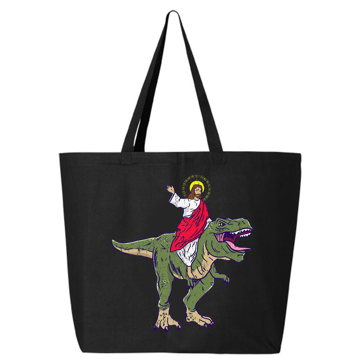 Jesus Riding Dinosaur Vintage 25L Jumbo Tote