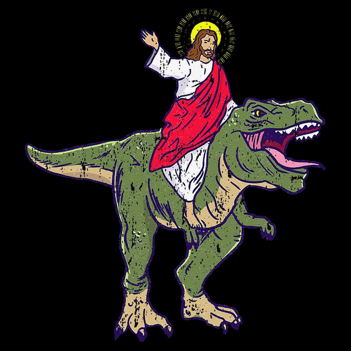 Jesus Riding Dinosaur Vintage Baby Bodysuit