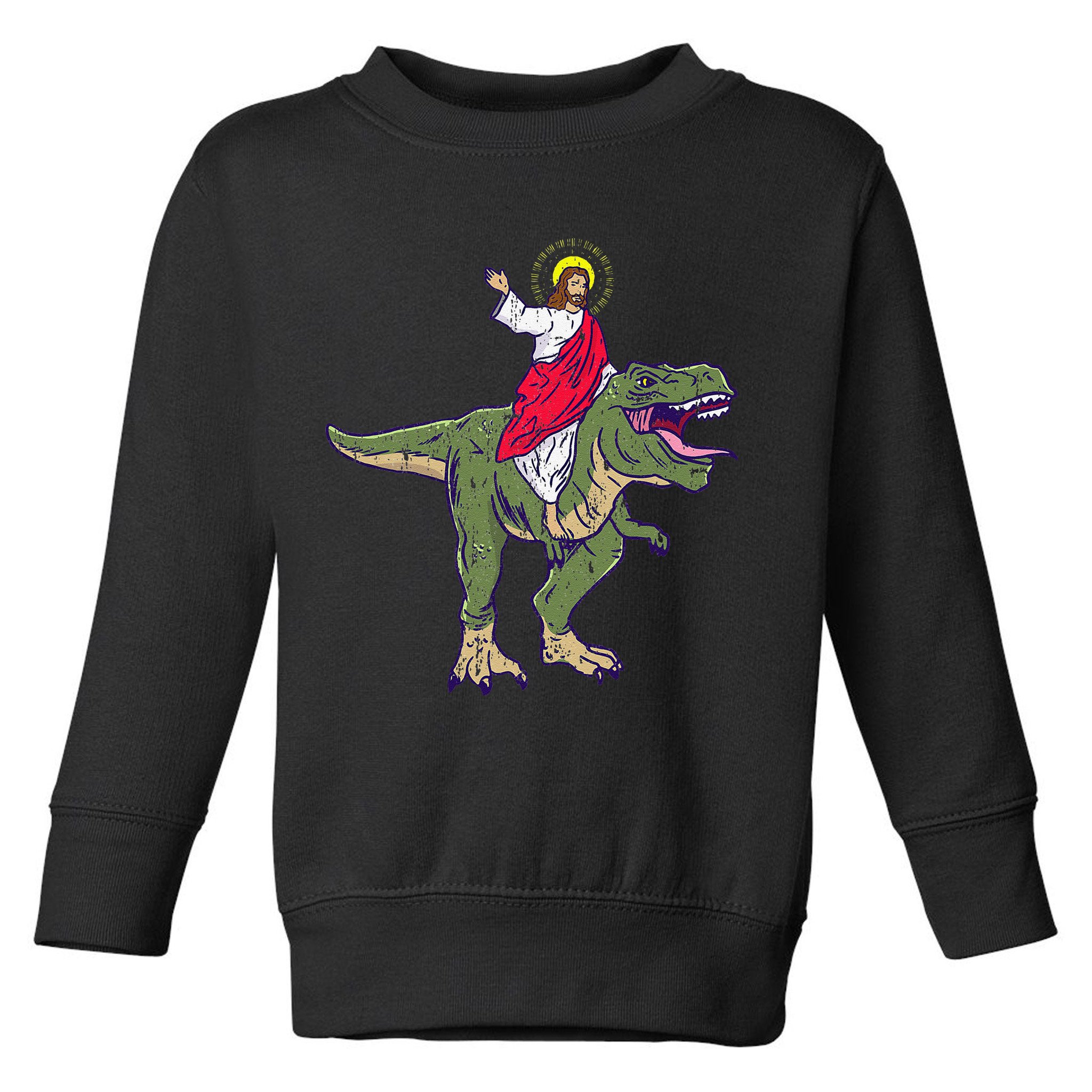 Jesus Riding Dinosaur Vintage Toddler Sweatshirt