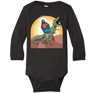 Jesus Riding Dinosaur Baby Long Sleeve Bodysuit