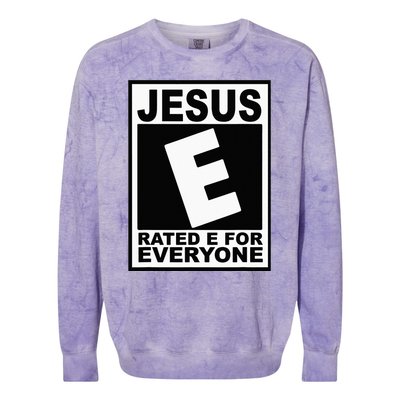 Jesus Rated E For Everyone Christian Colorblast Crewneck Sweatshirt