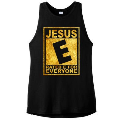 Jesus Rated E For Everyone Christian Easter Day Gifts Ladies PosiCharge Tri-Blend Wicking Tank