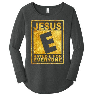 Jesus Rated E For Everyone Christian Easter Day Gifts Women's Perfect Tri Tunic Long Sleeve Shirt