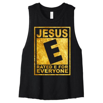 Jesus Rated E For Everyone Christian Easter Day Gifts Women's Racerback Cropped Tank