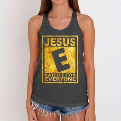 Jesus Rated E For Everyone Christian Easter Day Gifts Women's Knotted Racerback Tank