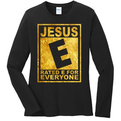 Jesus Rated E For Everyone Christian Easter Day Gifts Ladies Long Sleeve Shirt