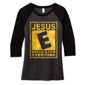 Jesus Rated E For Everyone Christian Easter Day Gifts Women's Tri-Blend 3/4-Sleeve Raglan Shirt