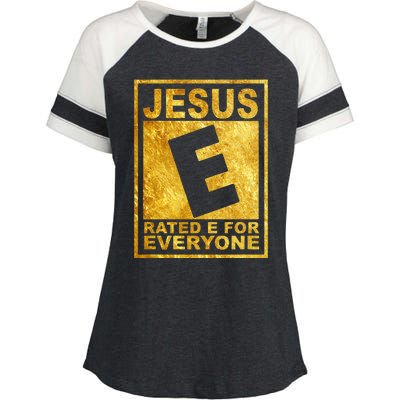 Jesus Rated E For Everyone Christian Easter Day Gifts Enza Ladies Jersey Colorblock Tee