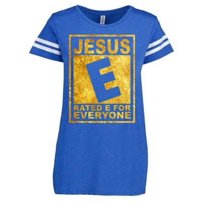 Jesus Rated E For Everyone Christian Easter Day Gifts Enza Ladies Jersey Football T-Shirt