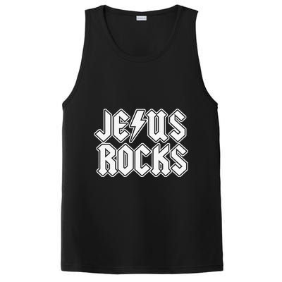Jesus Rocks Funny Christian Rocker PosiCharge Competitor Tank