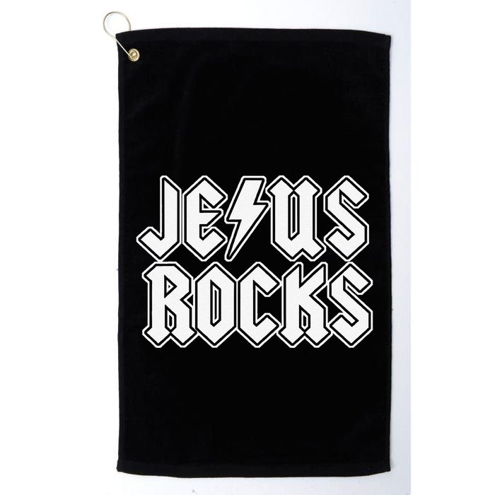 Jesus Rocks Funny Christian Rocker Golf Towel