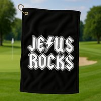 Jesus Rocks Funny Christian Rocker Golf Towel