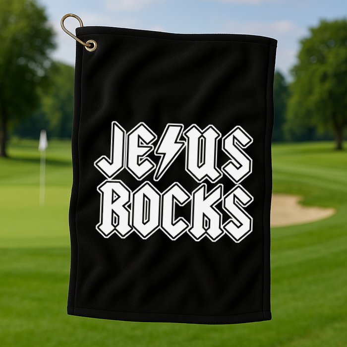 Jesus Rocks Funny Christian Rocker Golf Towel