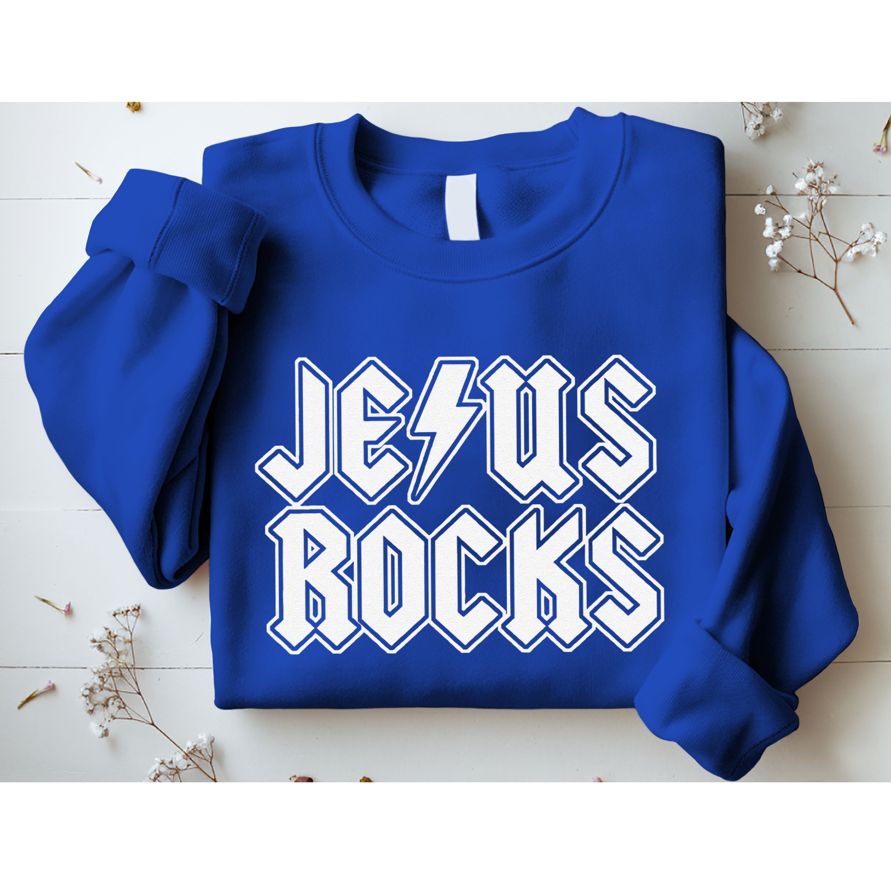 Jesus Rocks Funny Christian Rocker Sweatshirt