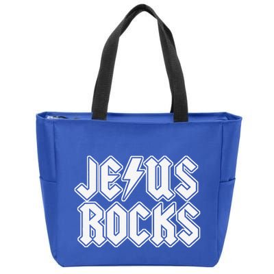 Jesus Rocks Funny Christian Rocker Zip Tote Bag