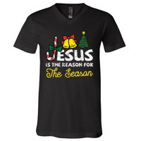 Jesus Reason For Season Christian God Christmas V-Neck T-Shirt