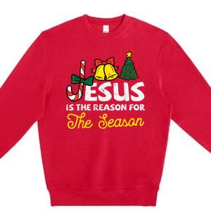 Jesus Reason For Season Christian God Christmas Premium Crewneck Sweatshirt