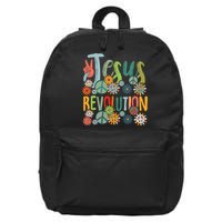 Jesus Revolution Faith Retro Groovy Flower Peace Sign 16 in Basic Backpack