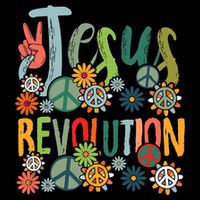Jesus Revolution Faith Retro Groovy Flower Peace Sign 16 in Basic Backpack