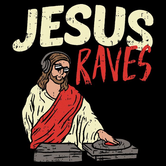 Jesus Raves Funny Electronic Music EDM Festival DJ Gift Women's V-Neck T-Shirt