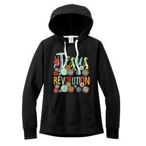 Jesus Revolution Faith Retro Groovy Flower Peace Sign Women's Fleece Hoodie