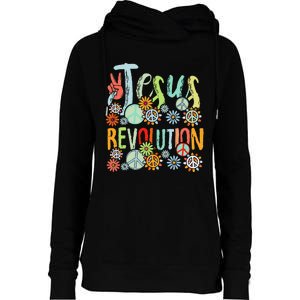 Jesus Revolution Faith Retro Groovy Flower Peace Sign Womens Funnel Neck Pullover Hood