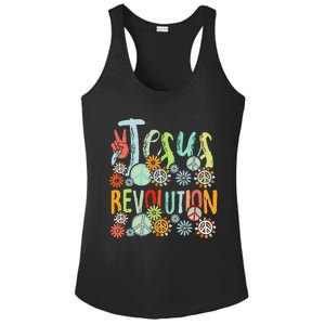 Jesus Revolution Faith Retro Groovy Flower Peace Sign Ladies PosiCharge Competitor Racerback Tank