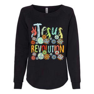 Jesus Revolution Faith Retro Groovy Flower Peace Sign Womens California Wash Sweatshirt