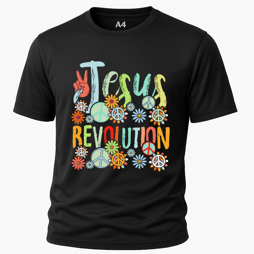 Jesus Revolution Faith Retro Groovy Flower Peace Sign Cooling Performance Crew T-Shirt