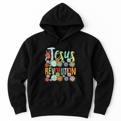 Jesus Revolution Faith Retro Groovy Flower Peace Sign Hoodie