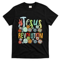 Jesus Revolution Faith Retro Groovy Flower Peace Sign T-Shirt