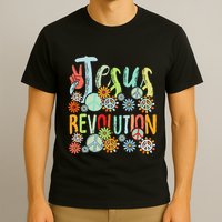 Jesus Revolution Faith Retro Groovy Flower Peace Sign T-Shirt