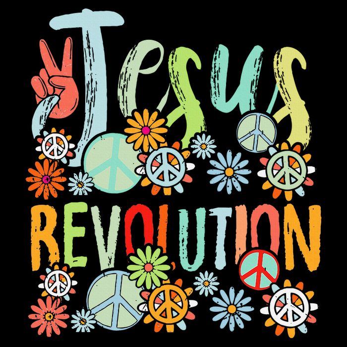 Jesus Revolution Faith Retro Groovy Flower Peace Sign T-Shirt