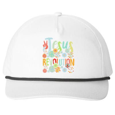 Jesus Revolution Faith Retro Groovy Flower Peace Sign Snapback Five-Panel Rope Hat