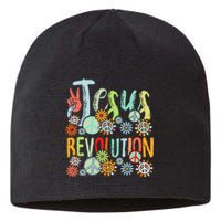 Jesus Revolution Faith Retro Groovy Flower Peace Sign Sustainable Beanie