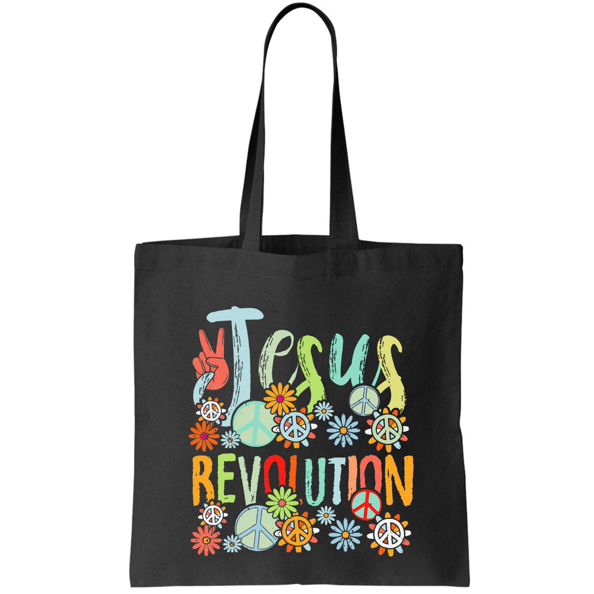 Jesus Revolution Faith Retro Groovy Flower Peace Sign Bag