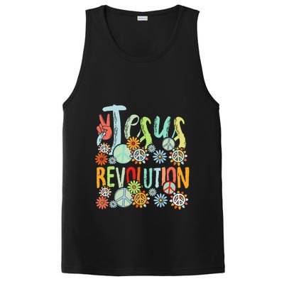 Jesus Revolution Faith Retro Groovy Flower Peace Sign PosiCharge Competitor Tank